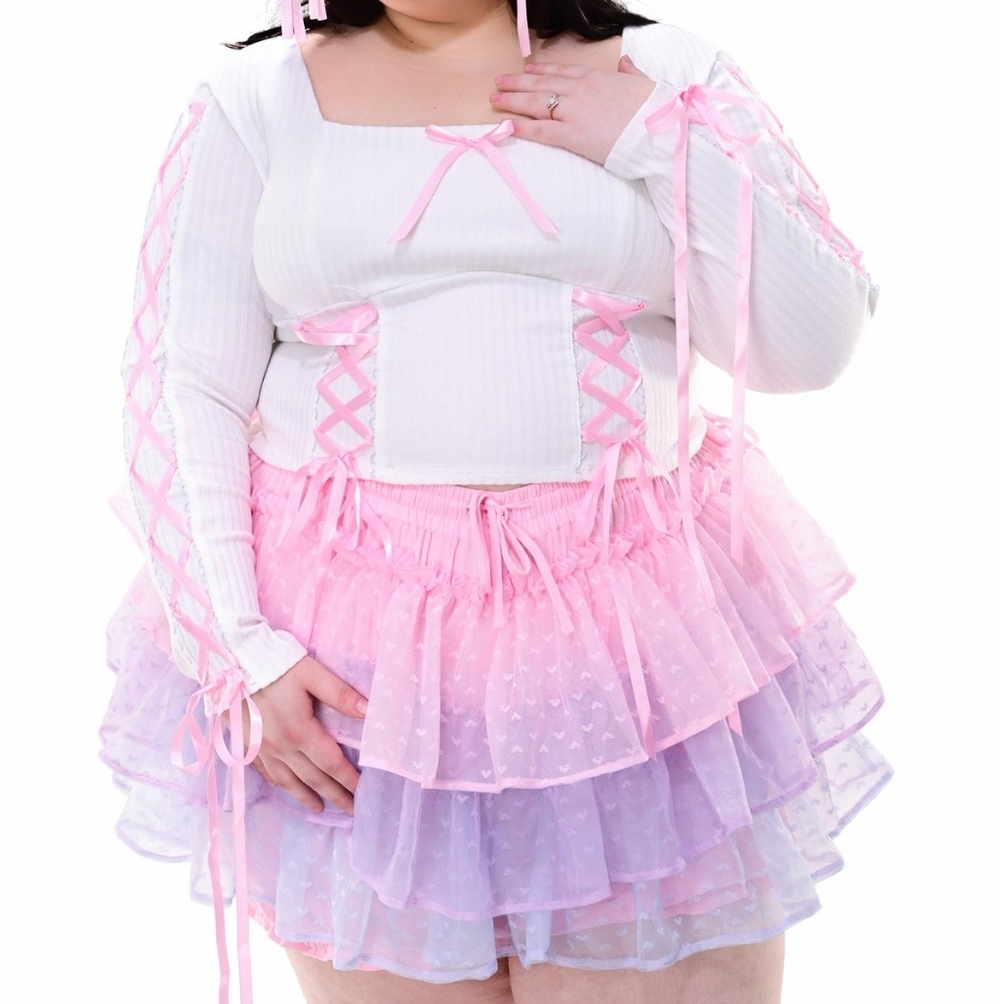 Myviolet Cotton Candy Ruffle Skort, Pink Sunset, Size 3XL